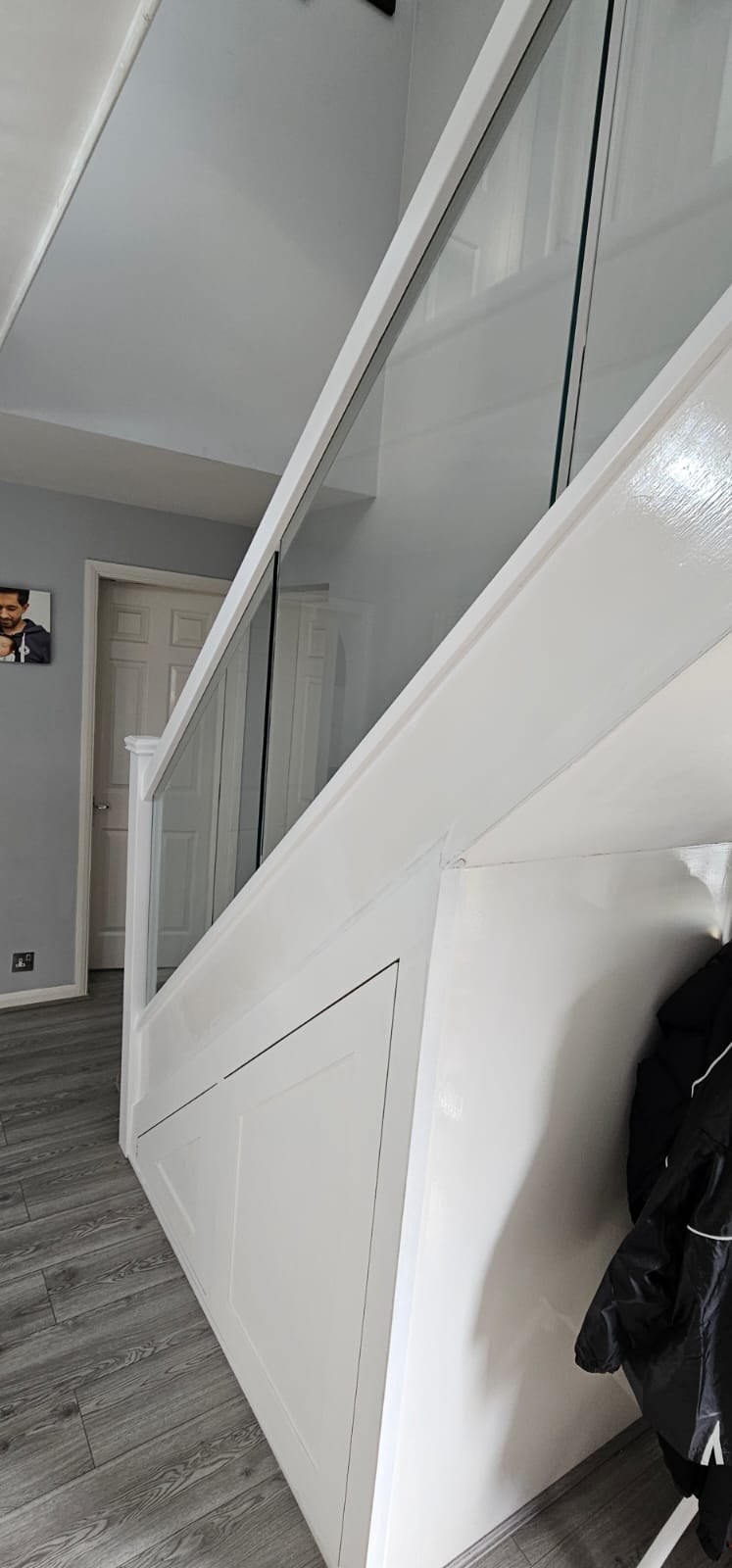 glass and white staircase